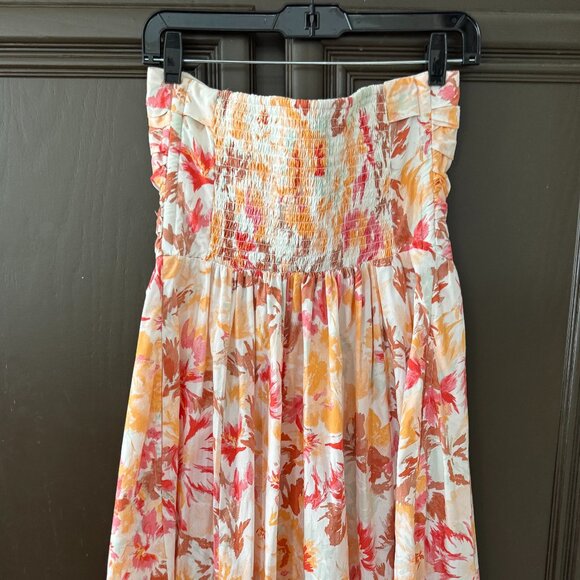 Abercrombie & Fitch Poplin Strapless Midi Floral Dress - Medium Tall - Picture 3 of 4